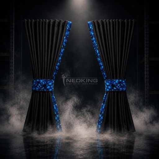 [44050202] Nedking Zijgordijnen | Deense Pluche Blauw | 95cm