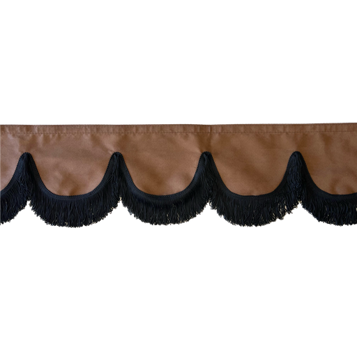 [44050313-1] Nedking Voorraamgordijn | Alcantara Bruin / Suède Look | Zwarte Franjes