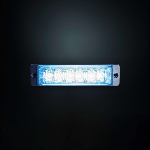 [2607850180HP-B] Strobe light slim blue 12-24V, 6 LEDx3W IP68