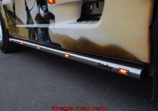 [DSS05] RVS SideBars voor DAF XF95 | Wielbasis 3800mm | 5 Oranje LEDs