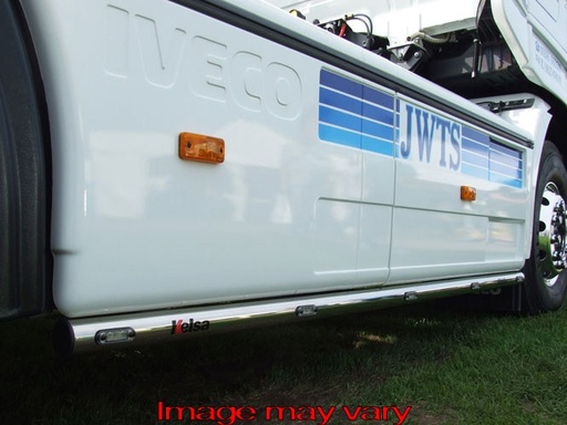 [ISS05] RVS Sidebars voor Iveco Stralis Cube | Wielbasis 3800mm | 5 Oranje LEDs
