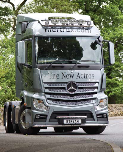[MBLS14/A] St. Steel LoBar for Mercedes Actros MP4 Giga, Big & StreamSpace - with Amber LED
