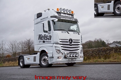[MBSA15] Aluminium SideBars voor Mercedes Actros MP4 & MP5 | Wielbasis 4050mm | 5 Oranje LEDs