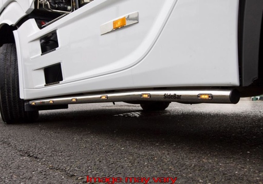 [MBSS13] Stainless Steel SideBars for Mercedes Actros MP4 & MP5 | Wheelbase 3700mm | 5 Amber LEDs