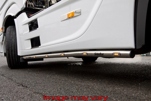 [MBSS14] Stainless Steel SideBars for Mercedes Actros MP4 & MP5 | Wheelbase 3850mm | 5 Amber LEDs