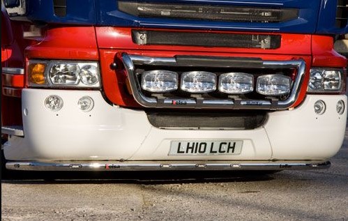 [SLS10/A] RVS LoBar voor Scania R2 met Lage Bumper | 7 Oranje LEDs