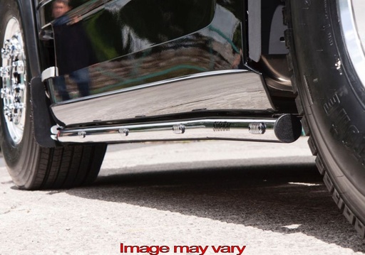 [SSA13] RVS SideBars voor Scania R2 met lage SideSkirts (Uitlaat onder Auto) | 5 Oranje LEDs