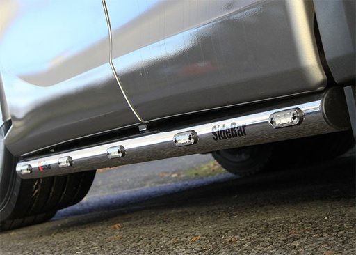 [SSS203] Stainless Steel SideBars for Scania R&S NextGen 6x2 Tag Axle | Wheelbase 3150mm | Amber LEDs | 2019+