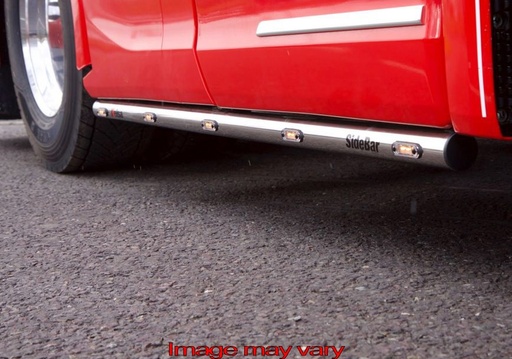 [SSS22] Stainless Steel SideBars for Scania R&S NextGen 6x2 with Tag Axle | Wheelbase 2950mm | Amber LEDs | up to 2018