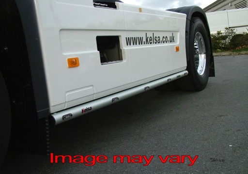 [VSA02] Aluminium SideBars voor Volvo FH2/3/4/4B | Wielbasis 3800mm | 5 Oranje LEDs
