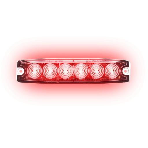 [26076350133] Extra dunne opbouw flitslamp 6 led rood 130,5x30x6,6mm