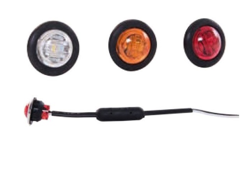 [26070235] (ORANJE) LED positielamp rond met HELDER GLAS 12-24V