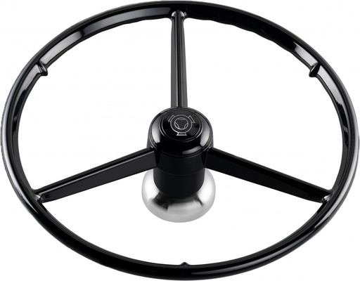 [500952] 3-spaaks reproductie old school stuur 53cm zwart, passend voor Scania