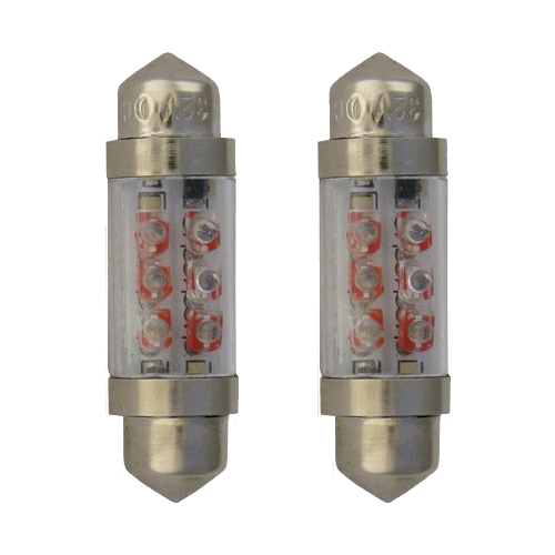 [201F3632VR] SET (2) BUISLAMPJES LED KORT CTC (rood)