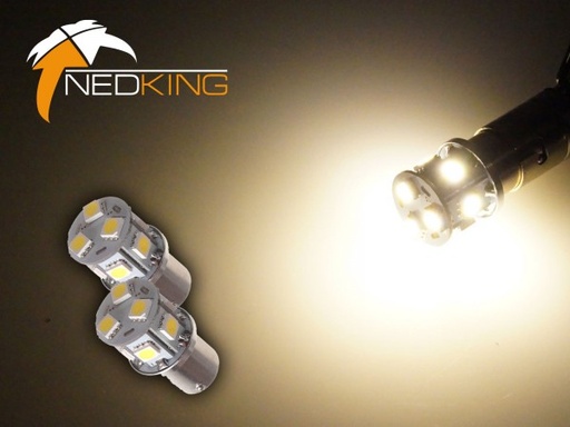 [2607015WW] SET(2) BA15s met 9 SMD LED's - Warm Wit