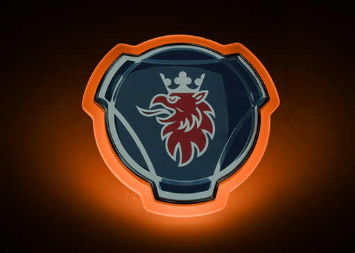 [2606240873O] Illuminated Scania LED Emblem - Amber